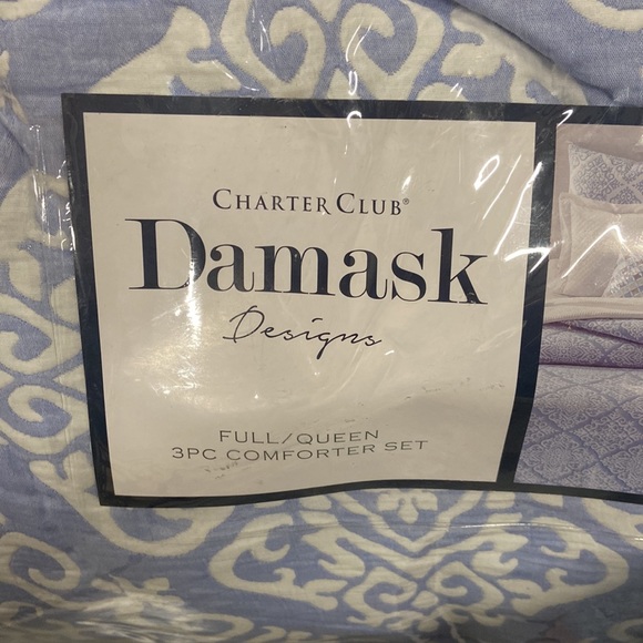 Charter Club Medallion 3 Pc. Comforter Set, Full/ Queen, color:light blue/white - Picture 6 of 7